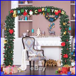 9' x 8' Pre-Lit Artificial Arched Christmas Tree Archway Decoration withLED Lights