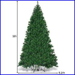 9ft Artificial Christmas Tree Premium Spruce Hinged Tree with LED Lights and Sol