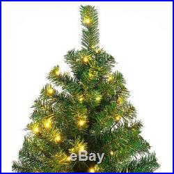 9ft Artificial Christmas Tree Premium Spruce Hinged Tree with LED Lights and Sol