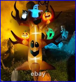9ft Halloween Inflatables Blow Up LED Inflatable Dead Tree with Ghost and Pum