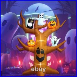 9ft Halloween Inflatables Blow Up LED Inflatable Dead Tree with Ghost and Pum