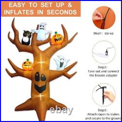 9ft Halloween Inflatables Blow Up LED Inflatable Dead Tree with Ghost and Pum