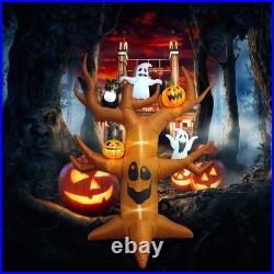 9ft Halloween Inflatables Blow Up LED Inflatable Dead Tree with Ghost and Pum