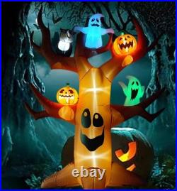 9ft Halloween Inflatables Blow Up LED Inflatable Dead Tree with Ghost and Pum