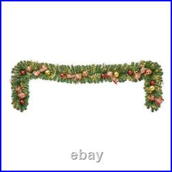 9ft LED Royal Easter Pre-Lit Decorated Pine Holiday Christmas Garland Wreath