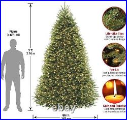 9ft Pre-Lit Dunhill Fir Christmas Tree, White Lights & Stand