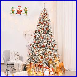 9ft Pre-Lit Premium Snow Flocked Hinged Artificial Christmas Tree with 550 Lights