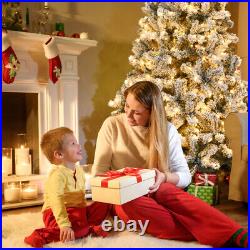 9ft Pre-Lit Premium Snow Flocked Hinged Artificial Christmas Tree with 550 Lights