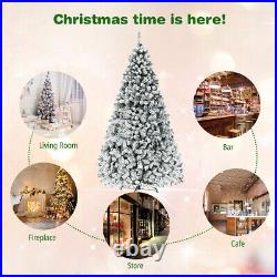 9ft Pre-Lit Premium Snow Flocked Hinged Artificial Christmas Tree with 550 Lights