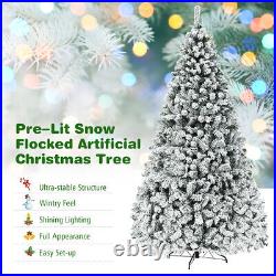 9ft Pre-Lit Premium Snow Flocked Hinged Artificial Christmas Tree with 550 Lights