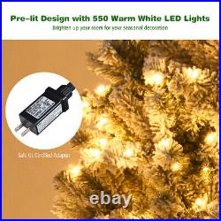9ft Pre-Lit Premium Snow Flocked Hinged Artificial Christmas Tree with 550 Lights