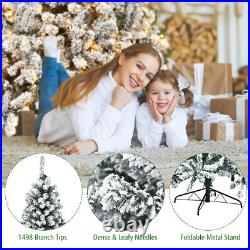 9ft Pre-Lit Premium Snow Flocked Hinged Artificial Christmas Tree with 550 Lights