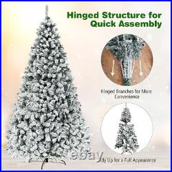 9ft Pre-Lit Premium Snow Flocked Hinged Artificial Christmas Tree with 550 Lights
