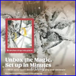 9ft Prelit Snow Flocked Christmas Tree with Remote Hinged Pine Christmas Tree