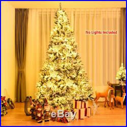 9ft Premium Snow Flocked Hinged Artificial Christmas Tree Unlit with Stand