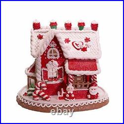 9inch Red And White Santa And Mrs. Claus Gingerbread House Multi