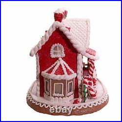 9inch Red And White Santa And Mrs. Claus Gingerbread House Multi