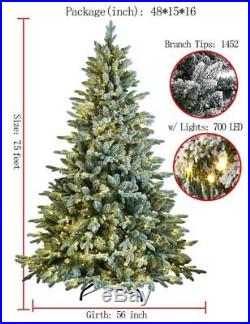 ABUSA Flocked Prelit Christmas Tree 7.5ft Snowy Spruce with700 LED Clear Lights