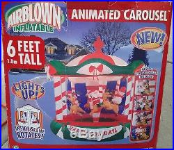 AIRBLOWN 6ft Inflatable Christmas Carousel Animated Rotates Lights Outdoor
