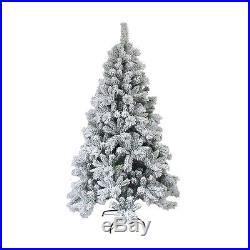 ALEKO Snow Dusted 8 ft Artificial Holiday Christmas Tree with Green Metal Stand