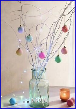 ANTHROPOLOGIE 2 Mini Matte Glass Bauble ORNAMENT SET CHRISTMAS RAINBOW 36