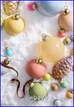 ANTHROPOLOGIE 2 Mini Matte Glass Bauble ORNAMENT SET CHRISTMAS RAINBOW 36