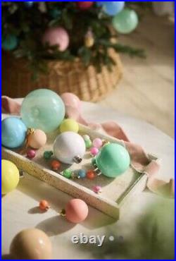 ANTHROPOLOGIE 2 Mini Matte Glass Bauble ORNAMENT SET CHRISTMAS RAINBOW 36