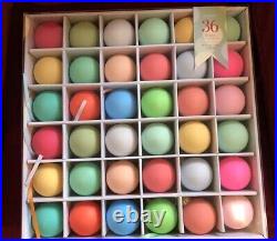 ANTHROPOLOGIE 2 Mini Matte Glass Bauble ORNAMENT SET CHRISTMAS RAINBOW 36