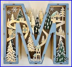 ANTHROPOLOGIE Monogram Wonderland Light-Up Scene Christmas Letter M UNUSED