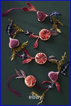 ANTHROPOLOGIE Rumi Fig Garland Orange Beaded Whimsical Holiday Foliage
