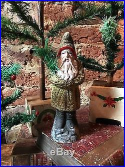 Antique Belsnickle Santa Decoration With Goose Feather Christmas Tree Branch 8