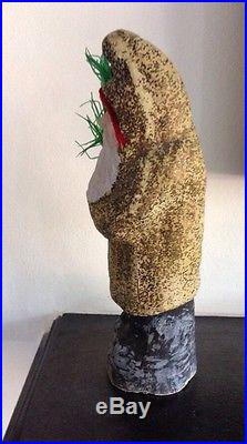 ANTIQUE BELSNICKLE SANTA DECORATION WITH GOOSE FEATHER CHRISTMAS TREE BRANCH 8