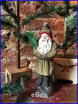 Antique Belsnickle Santa Decoration With Goose Feather Christmas Tree Branch 8