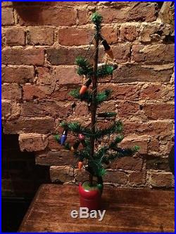 ANTIQUE VINTAGE 28 PIFCO ILLUMINATED GOOSE FEATHER CHRISTMAS TREE WITH LIGHTS