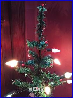 ANTIQUE VINTAGE 31 PIFCO ILLUMINATED GOOSE FEATHER CHRISTMAS TREE WITH LIGHTS