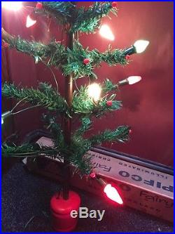 ANTIQUE VINTAGE 31 PIFCO ILLUMINATED GOOSE FEATHER CHRISTMAS TREE WITH LIGHTS