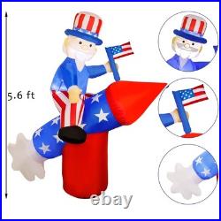 ATDAWN 5.6 FT Patriotic Independence Day 4th of July Inflatable Uncle Sam on