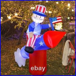 ATDAWN 5.6 FT Patriotic Independence Day 4th of July Inflatable Uncle Sam on