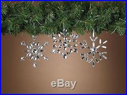 Acrylic Jeweled Mirrored Back Snowflake Ornaments (set OF 3 Assorted)