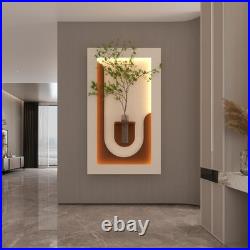 Adjustable 3-Color LED Sandstone Wall Decor with Simulated Green Plants 3D