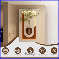 Adjustable 3-Color LED Sandstone Wall Decor with Simulated Green Plants 3D