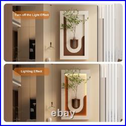 Adjustable 3-Color LED Sandstone Wall Decor with Simulated Green Plants 3D