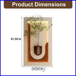 Adjustable 3-Color LED Sandstone Wall Decor with Simulated Green Plants 3D