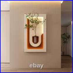 Adjustable 3-Color LED Sandstone Wall Decor with Simulated Green Plants 3D