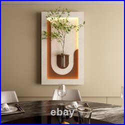 Adjustable 3-Color LED Sandstone Wall Decor with Simulated Green Plants 3D