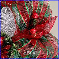 Adorable Elf Christmas Wreath 28 Inches Handmade Deco Mesh
