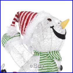 Adorable Snowman with Baby Pre Lit Cool White Acrylic LED Christmas Outdoor Yard