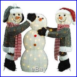 Adorable three-piece family of Snowman Christmas Outdoor Decors inc 135 lights