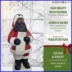 African American Santa Claus Resin Figurine Standing and Holding a 36 Santa