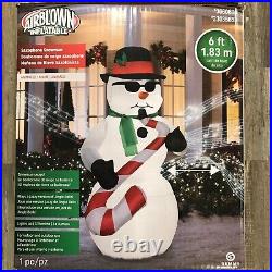 Airblown 6′ ft Christmas Inflatable Animated Saxophone Snowman Decor-Jazz Music